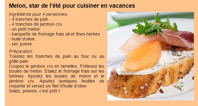 recette melon pour cuisiner en vacances