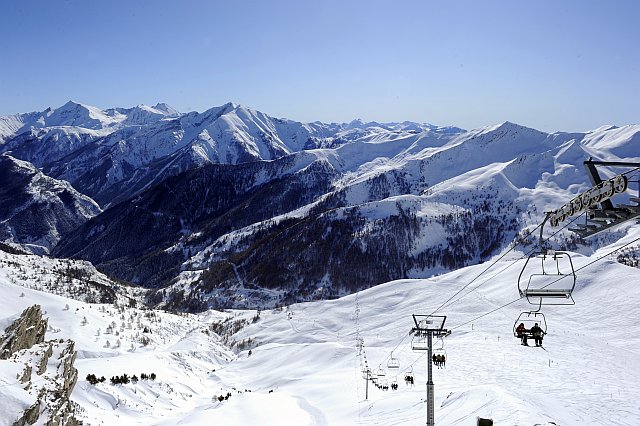 Le domaine skiable de Pra Loup en hiver