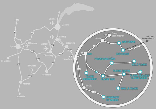 accès aux villages la Plagne