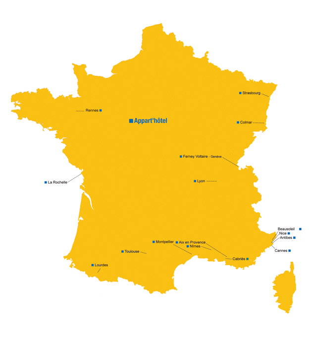 carte de France appart'hotel Odalys